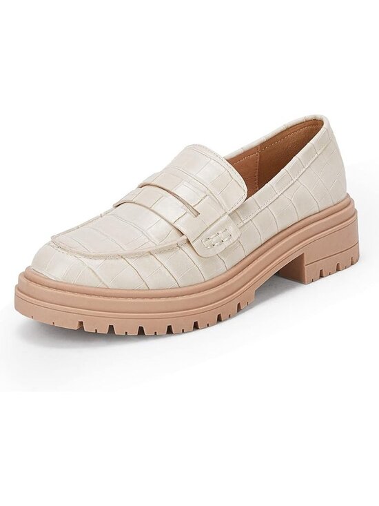Coutgo Shoes - Coutgo Size 9 Penny Loafers Retro British Brogue Design Platform Rubber Lug Sole